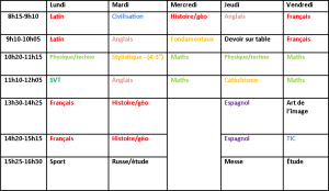 Emploi Du Temps Du College Primaire Et College Antoine Chevrier